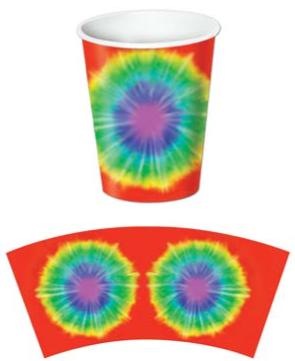 TIE DYE CUPS 9 OZ. 8/PKG