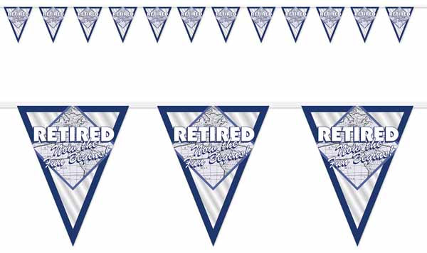 Retired Fun Retirement Pennant Banner, 12 ft