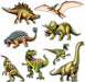 DINOSAUR CUTOUTS 8/PKG 10"-19" 2 SIDE