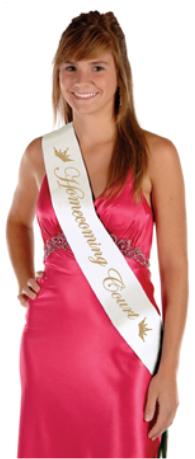 Homecoming Court Satin Sash, 33 x 4 Inches