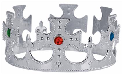 Silver Adjustable Jeweled Plastic King's Crown