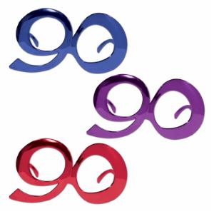 90th Birthday Metallic Fanci Frames Party Glasses