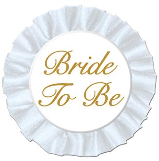 White Bride to Be Satin Button, 3.5 Inch