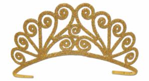 Gold Glittered Tiara with 2 Attachable Combs