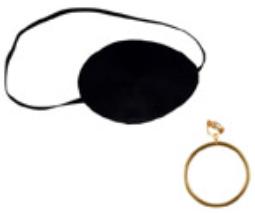 Pirate Eye Patch with Gold Earring