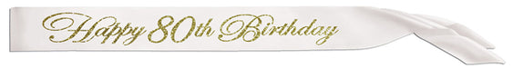 GLTRD HAPPY 80TH 33" X4" SATIN SASH