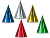 6.5-Inch Foil Cone Party Hats in Assorted Colors