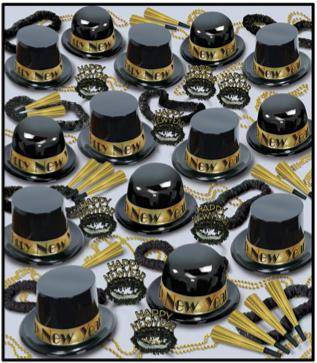 Showtime Gold Deluxe New Year's Party Kit for 100