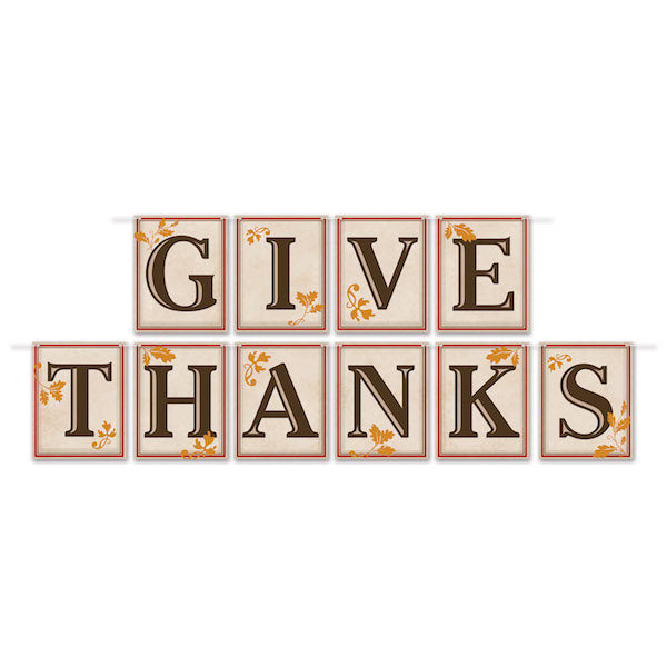 Give Thanks Thanksgiving Pennant Banner