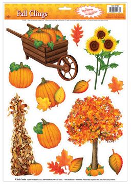 Fall Cling Stickers, 12 per Sheet