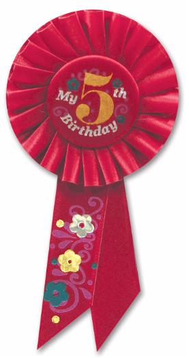 My 5th Birthday Red Rosette