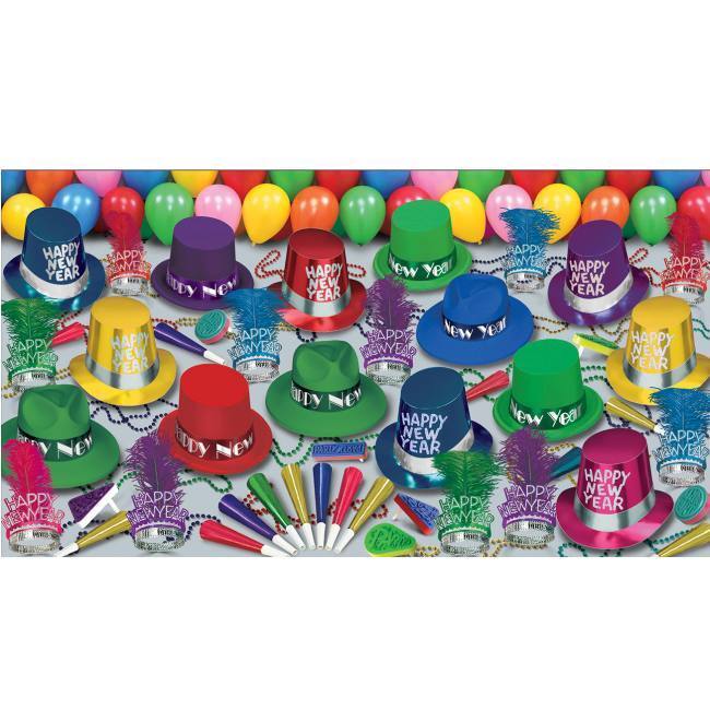 New Year's Eve Grand Deluxe Party Kit for 50 Ignite Your Celebration in Multicolor (1/Pk)