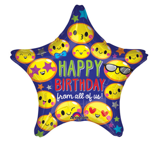 Happy Birthday From All Of Us Emoji 19" Star Balloon