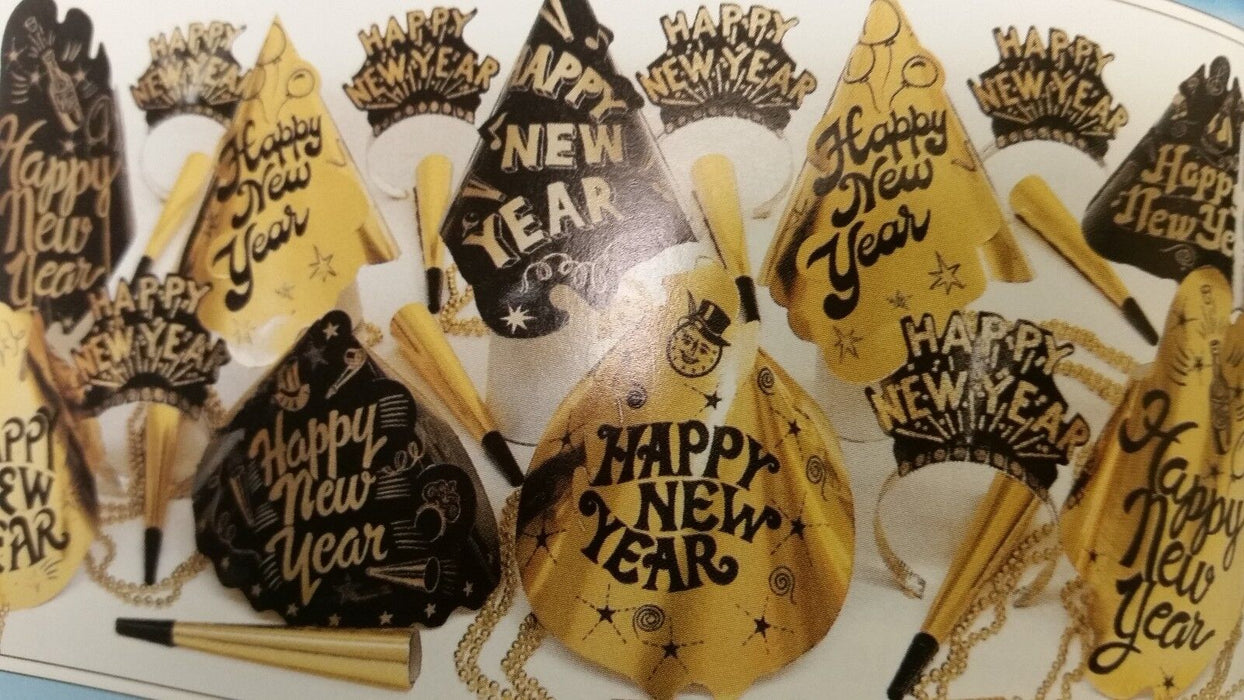 Twilight Party Kit for 50 Black & Gold - All-in-One New Year's Celebration Set