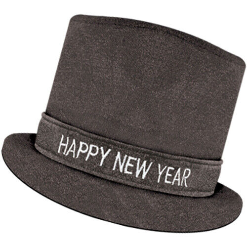 Shine Bright: Glitz 'N Sparkle Happy New Year Top Hat in Metallic Black (3/Pk)