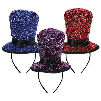 Glittering Elegance: Sparkling Top Hat Headbands (1/Pk)