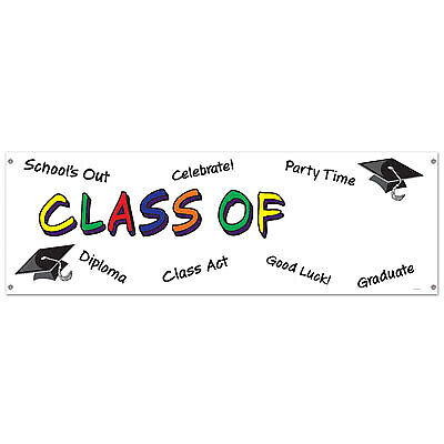 Class Of Year Sign Banner Graduation Celebration Banner (1/Pk)
