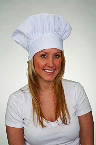 Classic White Fabric Chef Hat - Elastic Back