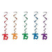 Cheerful Celebrations 75th Birthday Dangling Whirls in Multicolor Delight (5/Pk)