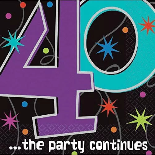 The Party Continues 40th Birthday Lunch Napkins 16CT: Celebrate in Style! (3/Pk)