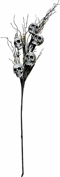Black Branch with 5 Skulls Halloween Decoration