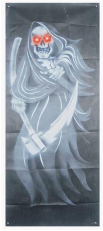 Light-Up Reaper Halloween Curtain, 73 x 30 Inches