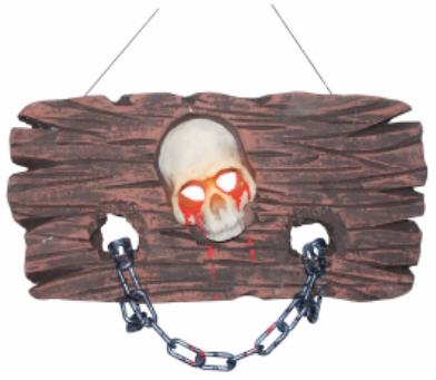 Skull in Stockade Halloween Prop