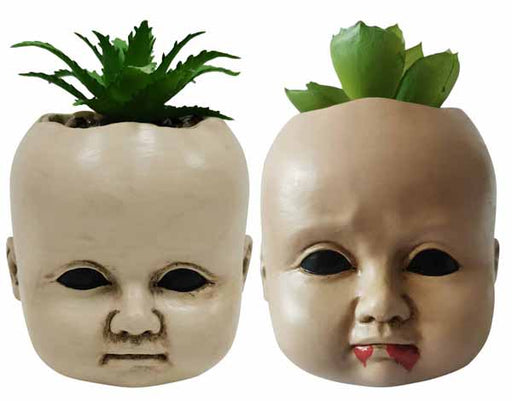 Doll Head Succulent Halloween Decoration, 4.5 Inch