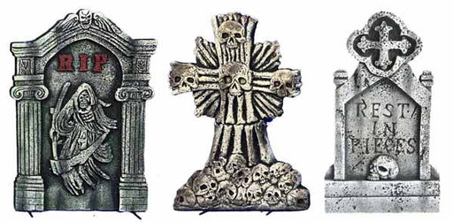 21-Inch Halloween Tombstone Decoration with Stands, Assorted Designs