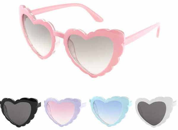Heart-Shaped Wavy Frame Glasses with Colored Lenses, 12 Pairs