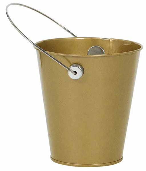 4.5" Gold Metal Bucket: Stylish Party Essential! (3/Pk)