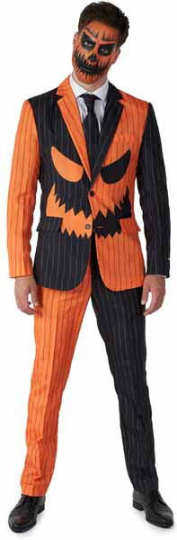 JACK-O PINSTRIPE MEN SUIT BLACK LARGE