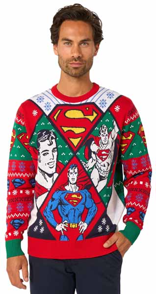 Suitmeister Superman Christmas Sweater, Medium