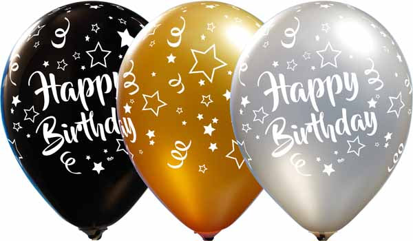 HAPPY BDAY ALL OVER 12" CLASSY ASST50/BG