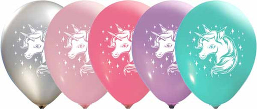 12-Inch Unicorn Latex Balloons with Two-Sided Print, 50 Count