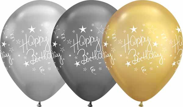 HAPPY BDAY SCRIPT 12" CLASSY AST 50/BG