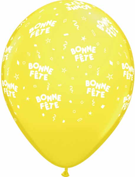 BONNE FETE ALL OVER 12" 50/BAG YELLOW