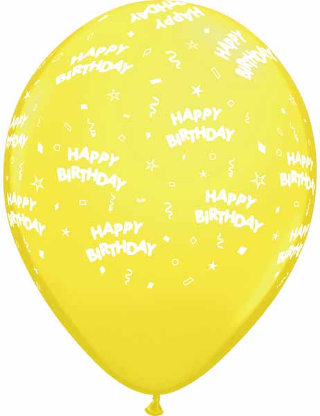 HAPPY BDAY ALL OVER 12" 50/BAG YELLOW