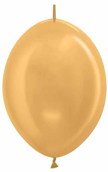 Sempertex Metallic Gold 12" Link-O-Loon Latex Balloons, 25 Pack