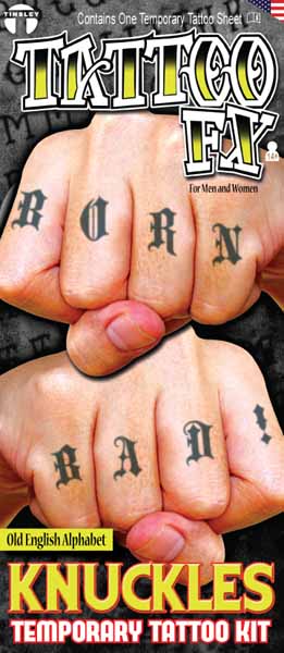 Tinsley Transfers Old English Alphabet Knuckle Temporary Tattoos