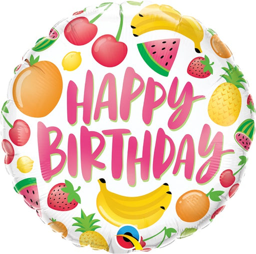 Ballon en aluminium rond de 18 pouces « Birthday Fruits »