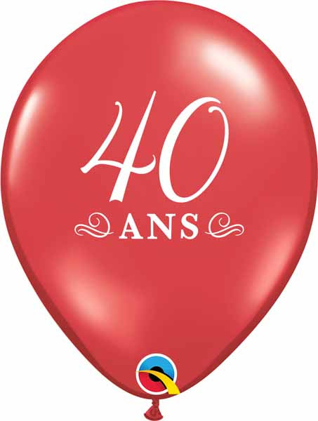 40 Ans Ruby Red 11-Inch Latex Balloons, 50 Pack