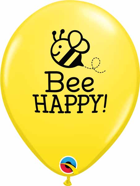 Bee Happy 11-Inch Yellow Latex Balloons, 50 Count