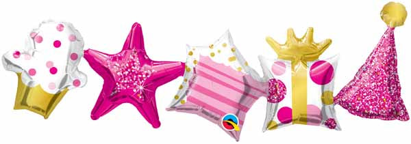 Pink Birthday Foil Balloon Garland