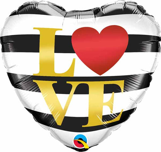 Love Horizontal Stripe 18-Inch Heart Foil Balloon