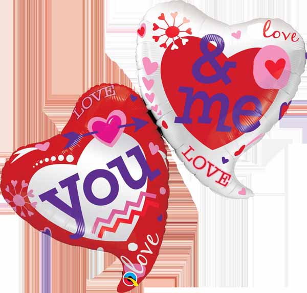 You & Me Two Hearts 42-Inch Foil Balloon