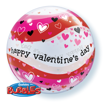 Qualatex Valentine's Heart Waves 22" Bubble Balloon