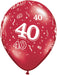 11-Inch Ruby Red Number 40 Latex Balloons, 50 Count