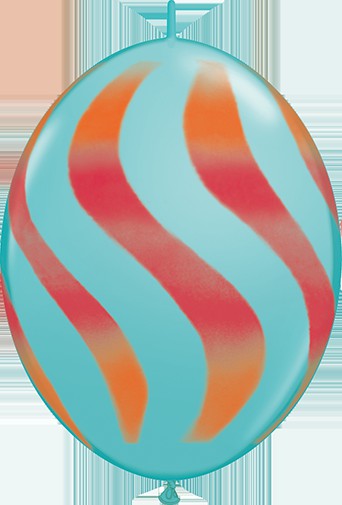 Qualatex Wavy Stripes 12-Inch QuickLink Latex Balloons, 50 Count