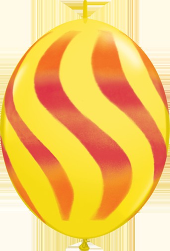 Qualatex Wavy Stripes QuickLink 12-Inch Yellow Balloons, 50 Count